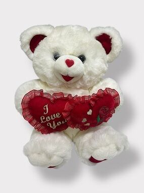 Vintage Y2K Sparkles Teddy Bear Plush Hearts “I Love You” Stuffed Animal 🧸